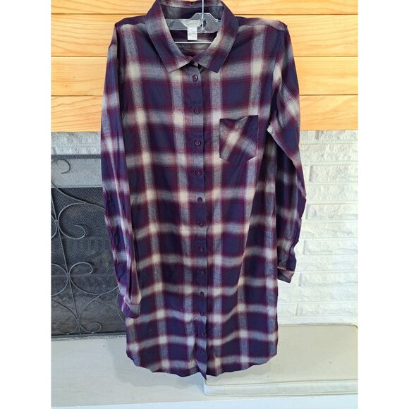 Garnet Hill Womens Plaid Button-Down Shirt Dress Size 4 Organic Pima Cotton - Picture 2 of 10
